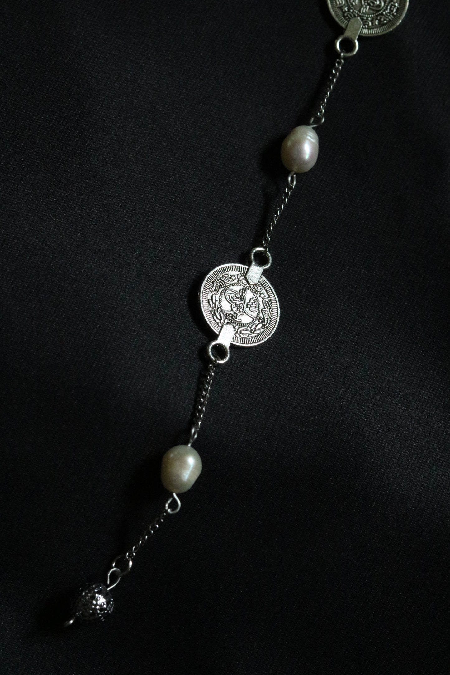 Silver Coin & Pearl Pendulum