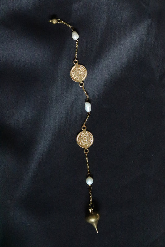 Golden Coin & Pearl Pendulum